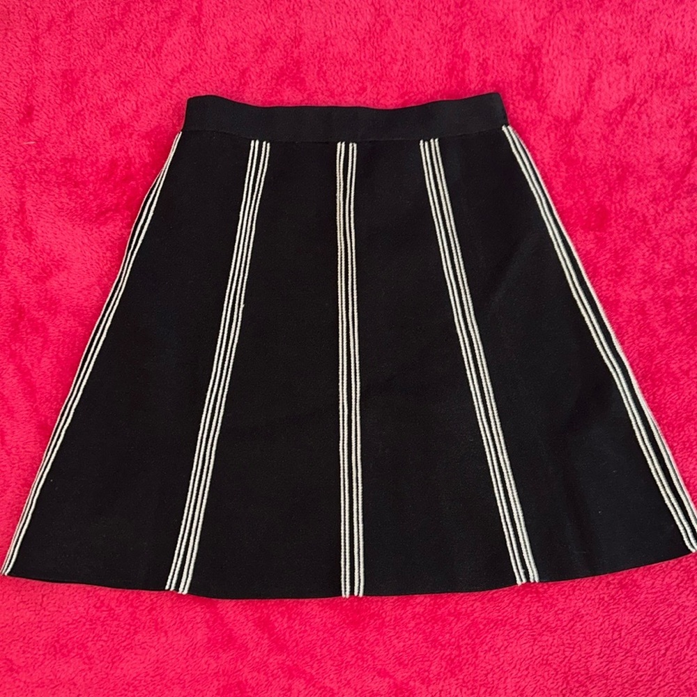 Sandro Paris Black and White Striped Flare Skirt Small